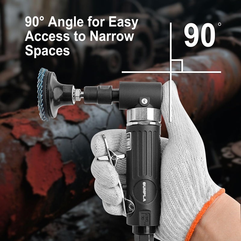 Gunpla 1/4 inch Angle Air Die Grinder, 90 Degree Heavy Duty 20,000 RPM with 26 pcs 2-inch Roll Lock Sanding Discs for Grinding, Deburring, Engraving, Polishing, Engraving and Rust Removal - Image 3